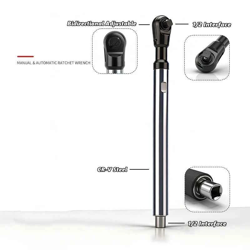 Manual & Automatic Self-Contained Ratchet Extension Wrench – Electric Car Wrench for Four-Wheel Alignment