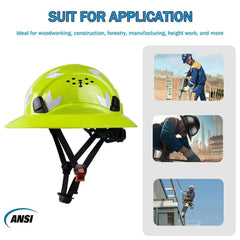 Vented full brim construction safety helmet with reflective stickers – image 4