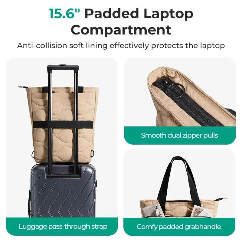 Women's Laptop Tote Bag 15.6" – Large Capacity College & Commuting Handbag for Work & University