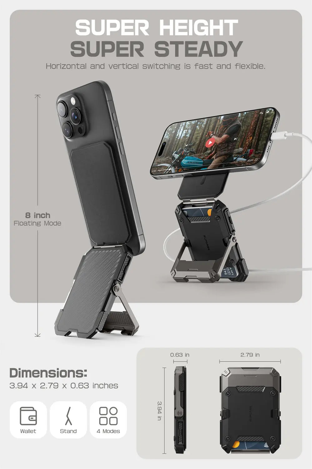 MagSafe Compatible Magnetic Tripod Phone Stand with Card Holder by Snagg A MagSafe Wallet