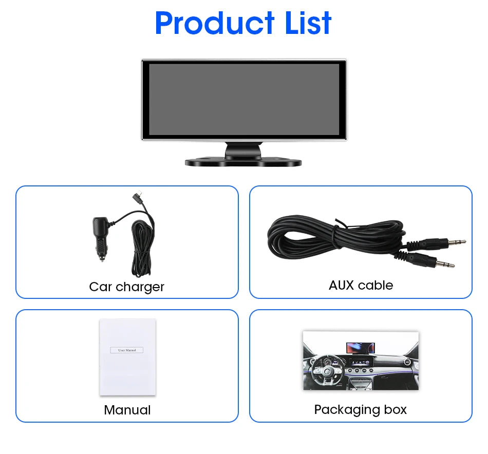10/11.26 inch Dash Cam 4K Car DVR Wireless Carplay & Android Auto GPS Navigation Video Recorder Dashboard Dual Lens