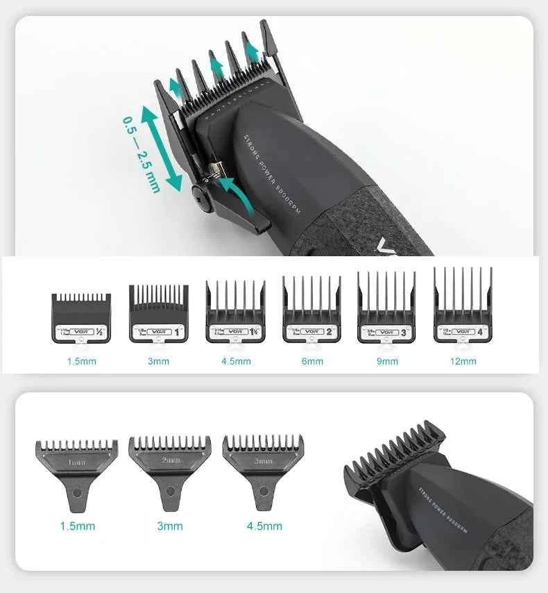 Professional Barber Combo V-640 – 9000 RPM Master Clipper & DLC Precision Trimmer Set with Advanced Turbo Technology