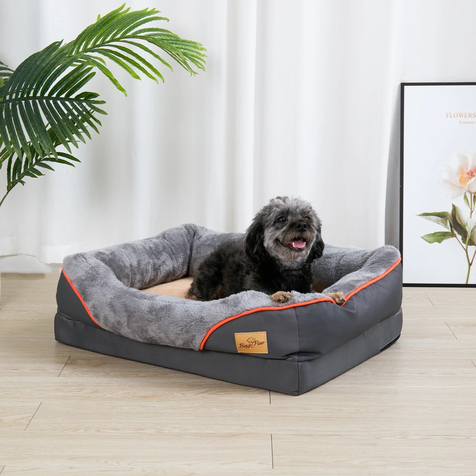 Super Soft Orthopedic Foam Dog Bed with Cotton Bolster & Removable Cover by Snagg A Pet Bed