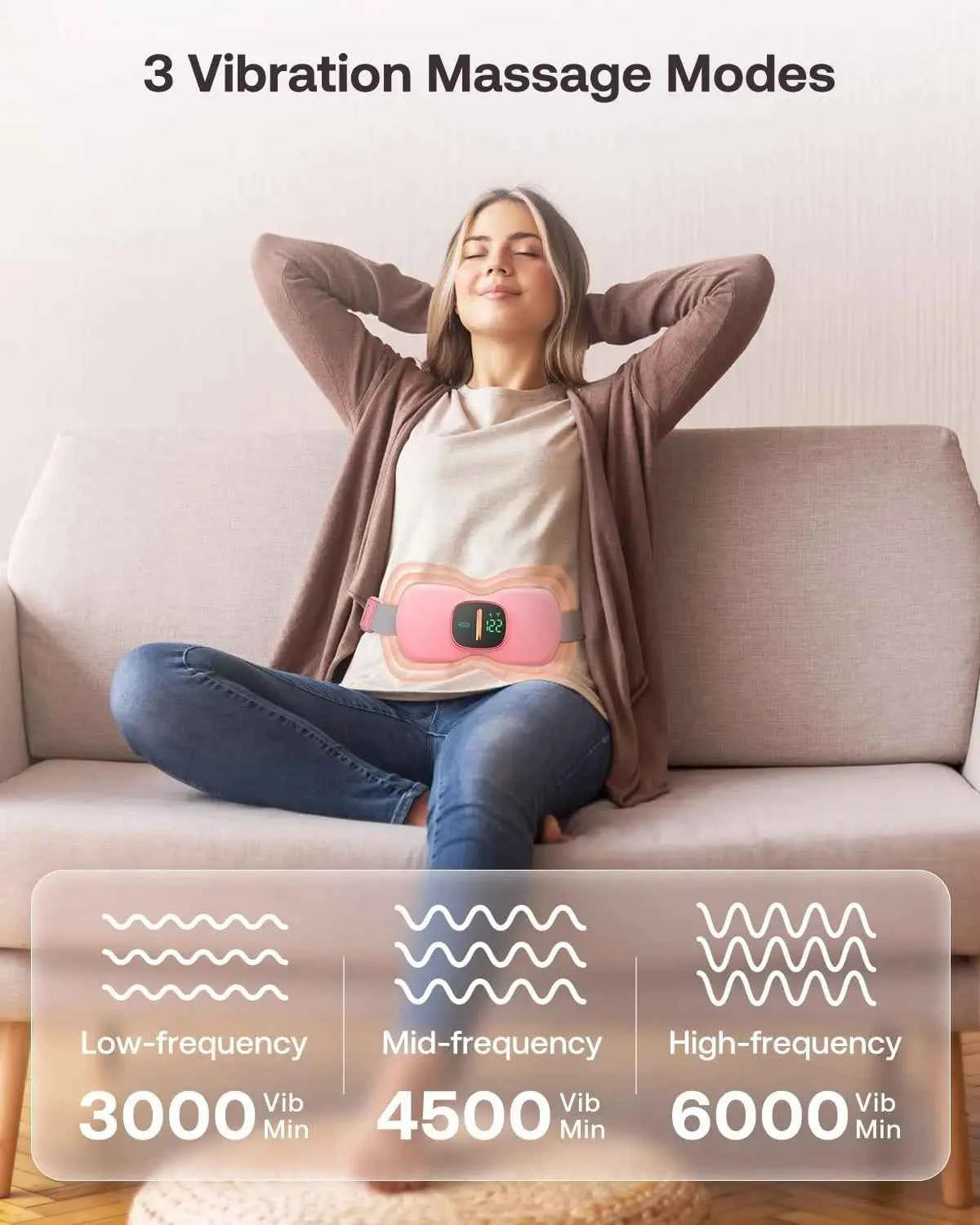 Portable Menstrual Cramp Heating Pad – Wearable Heat & Vibration Relief Belt