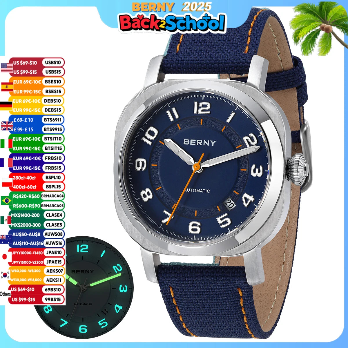 BERNY Mechanical Cushion Watch