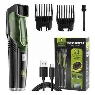 Professional Vacuum Beard Trimmer – 20 Length Precision Grooming System with Integrated Hair Collection