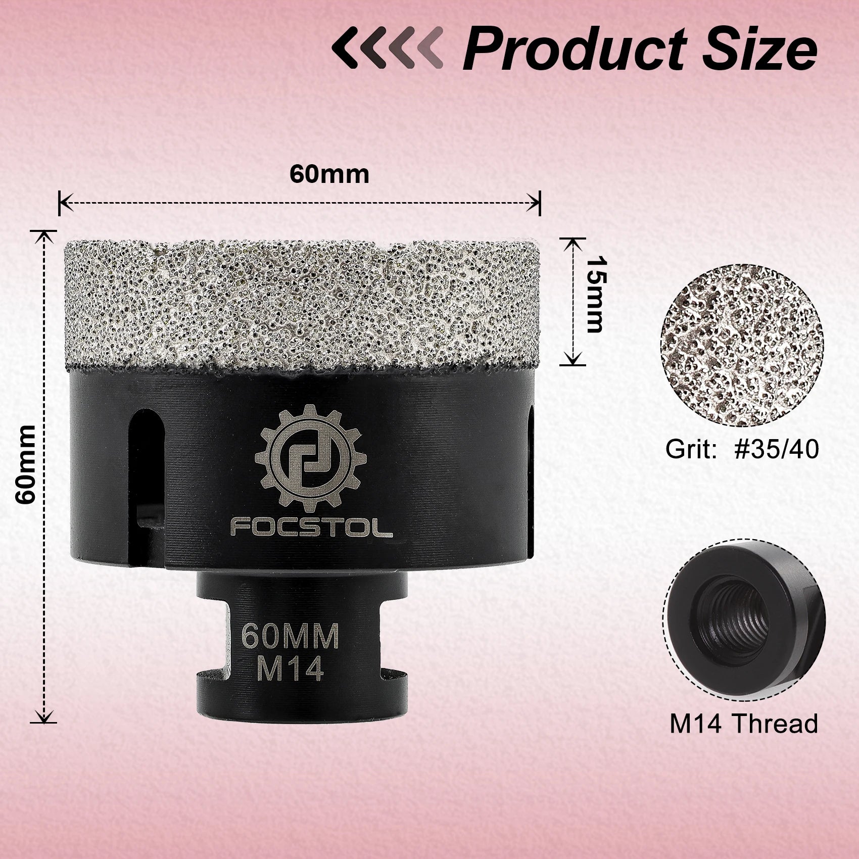 M14 Thread Diamond Core Drill Bit 6–125mm | Tile Hole Saw for Ceramic Marble Granite CE Certified