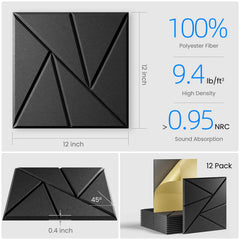 Self Adhesive Acoustic Wall Panels – 12 Pack by Snagg A Wall Panel