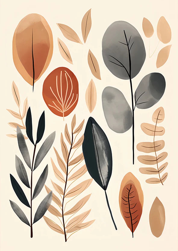 Retro Leaf Canvas Wall Art – 3 Piece Set by Snagg A Print