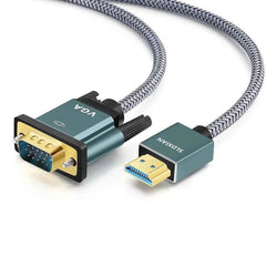 HDMI to VGA Cable – Aluminium Alloy Shell, Nylon Braided, Gold-Plated for Computers, Laptops & Projectors