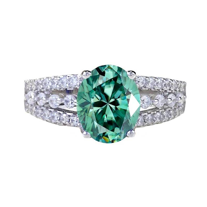 2ct Oval Green Moissanite Ring - SnaggIt