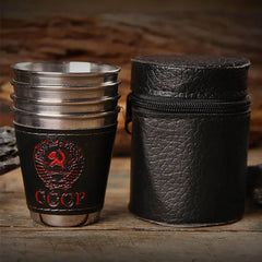 LISM Outdoor Travel Cups Set 4pcs PU Leather Stainless by Snagg A Cup