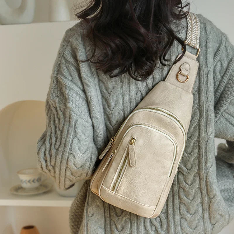 PU Leather Sling Crossbody Chest Bag