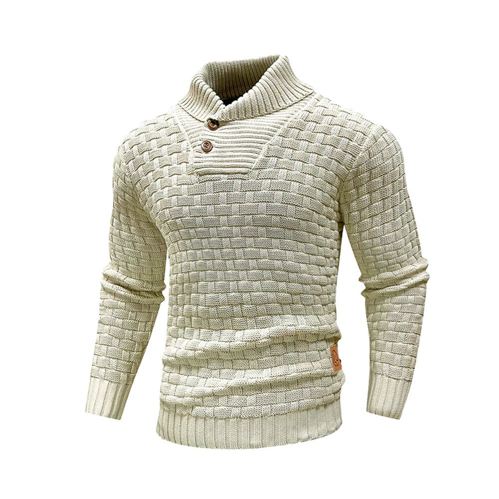 Men’s Waffle-Knit Turtleneck Pullover | Smart-Casual Thermal Winter Top