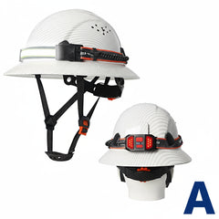 Full Brim Safety Helmet with LED Headlamp & Taillight by Snagg A Safety Helmet