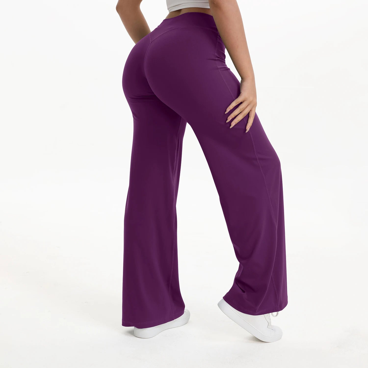 Women's Straight Leg Yoga Pants | Mid-Waist Naked-Feel Pilates Running Gym Leggings Sports Trousers