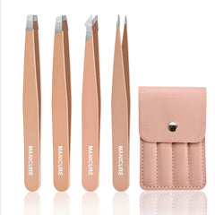 Professional 4 Pieces Precision Tweezer Set – Stainless Steel Grooming & Extension Kit
