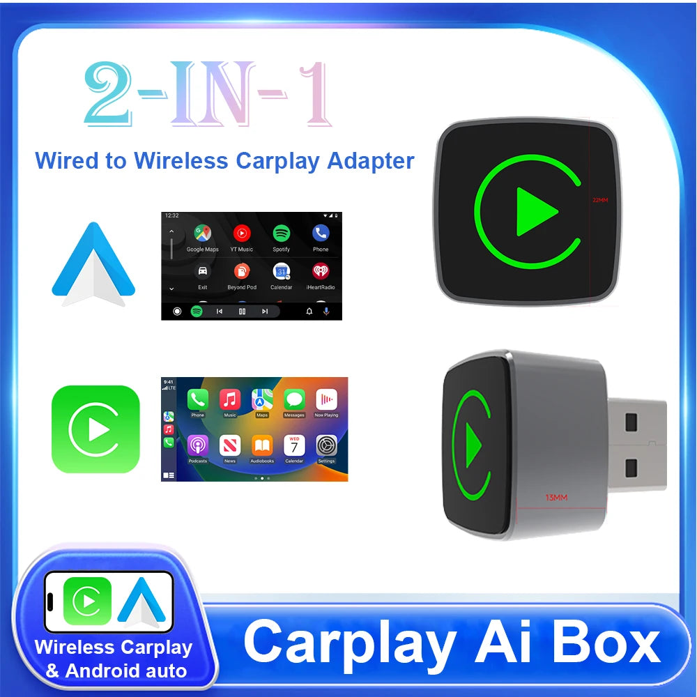 2 in 1 Wireless CarPlay & Android Auto Adapter by Snagg A Car Adapter
