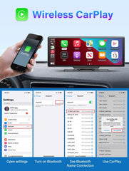 10.26" 4K Dash Cam And Rearview Mirror Car Video Player with Wireless CarPlay by Snagg A Car DVR