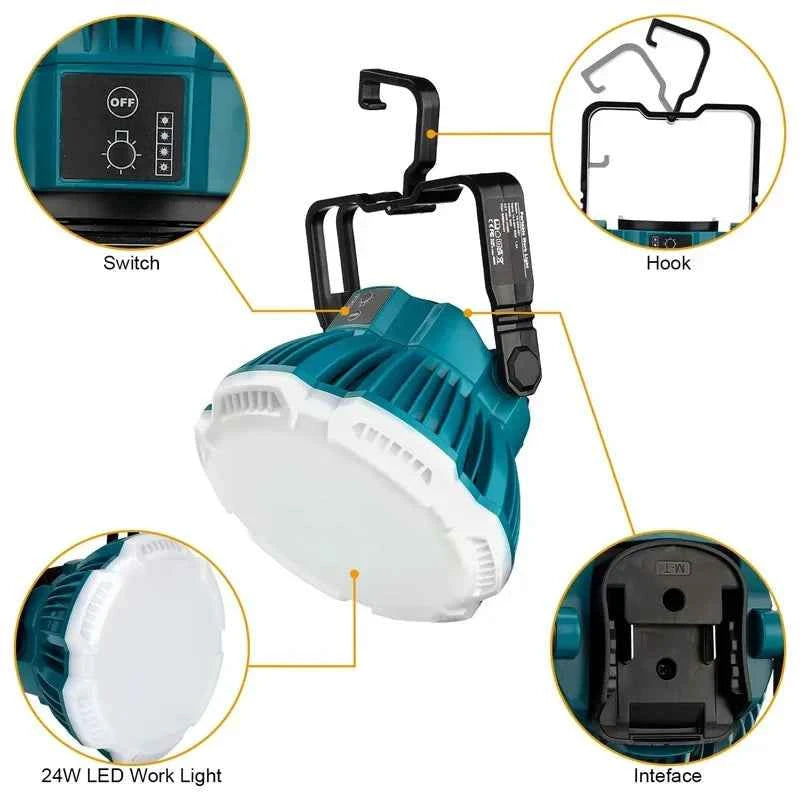 24W LED work light with hook for 18V tool batteries – image 5