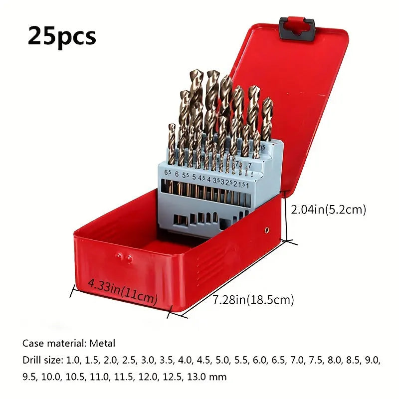 13/19/25pcs High-Speed Twist Drill Bit Set