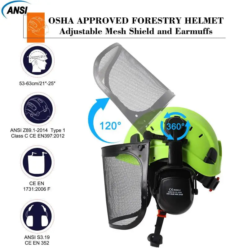Forestry Safety Helmet With Earmuffs Face Shield by Snagg A Safety Helmet