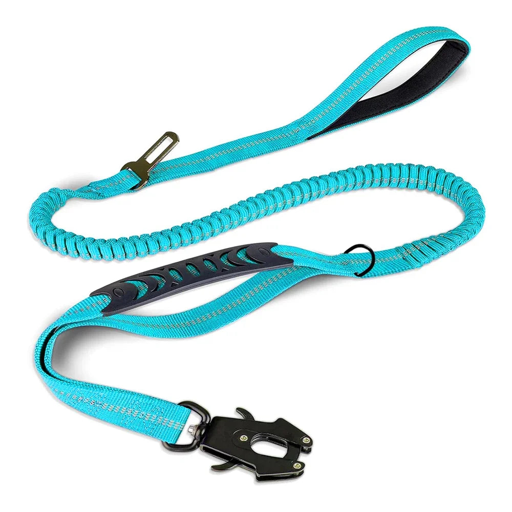 Bungee Dog Leash with Car Seatbelt – Heavy-Duty Reflective No-Pull Tactical Lead for Large Dogs