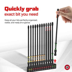 13 Pcs Professional Impact Phillips Screwdriver Bit Set | 6 Inch Extra Long S2 Steel Bits with Color Coded Organizer