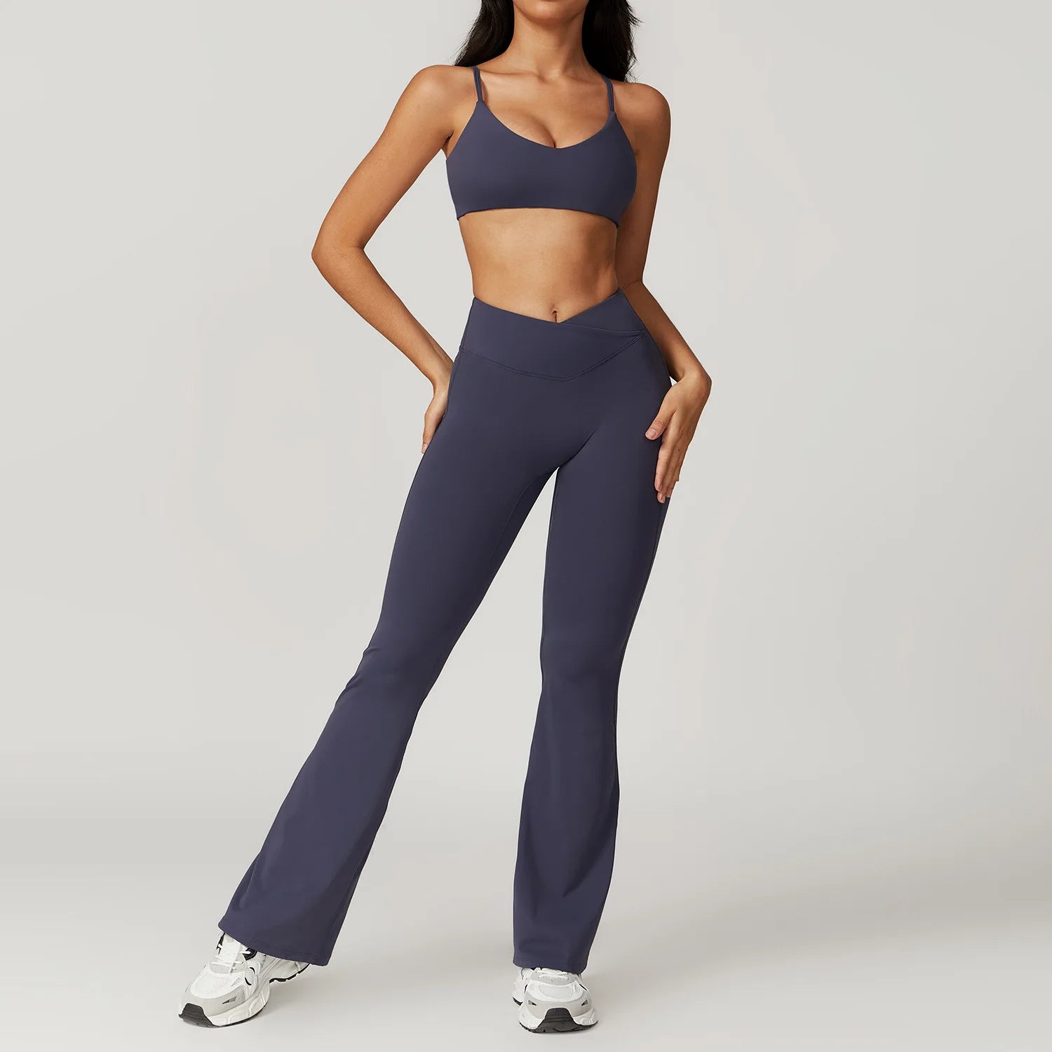 Women's 2-Piece Short Sleeve Yoga Set | Crop Top & High Waist Leggings Gym Workout Sportswear