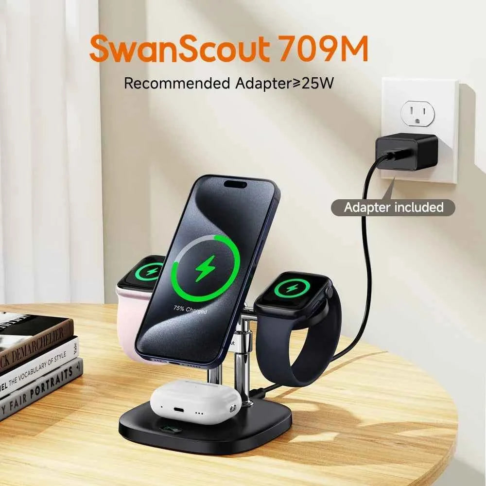 Apple 3-in-1 Magnetic Wireless Charger Stand | iPhone 17 16 15 Apple Watch 11 10 Ultra AirPods
