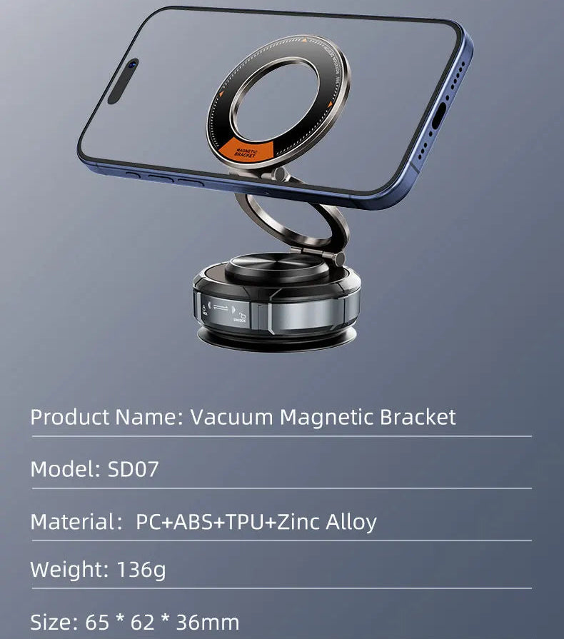 Vacuum Magnetic Car Phone Holder, 360 Degree Rotating and Folding, Suitable for Car Screen, Desktop by Snagg A Phone Holder