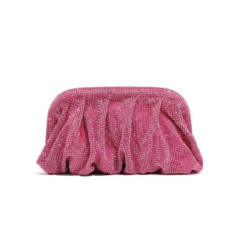 Shiny Rhinestone Crystal Fold Evening Clutch