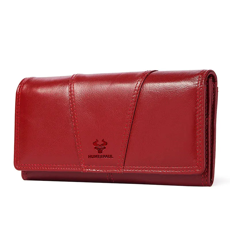 Genuine Leather RFID Long Wallet