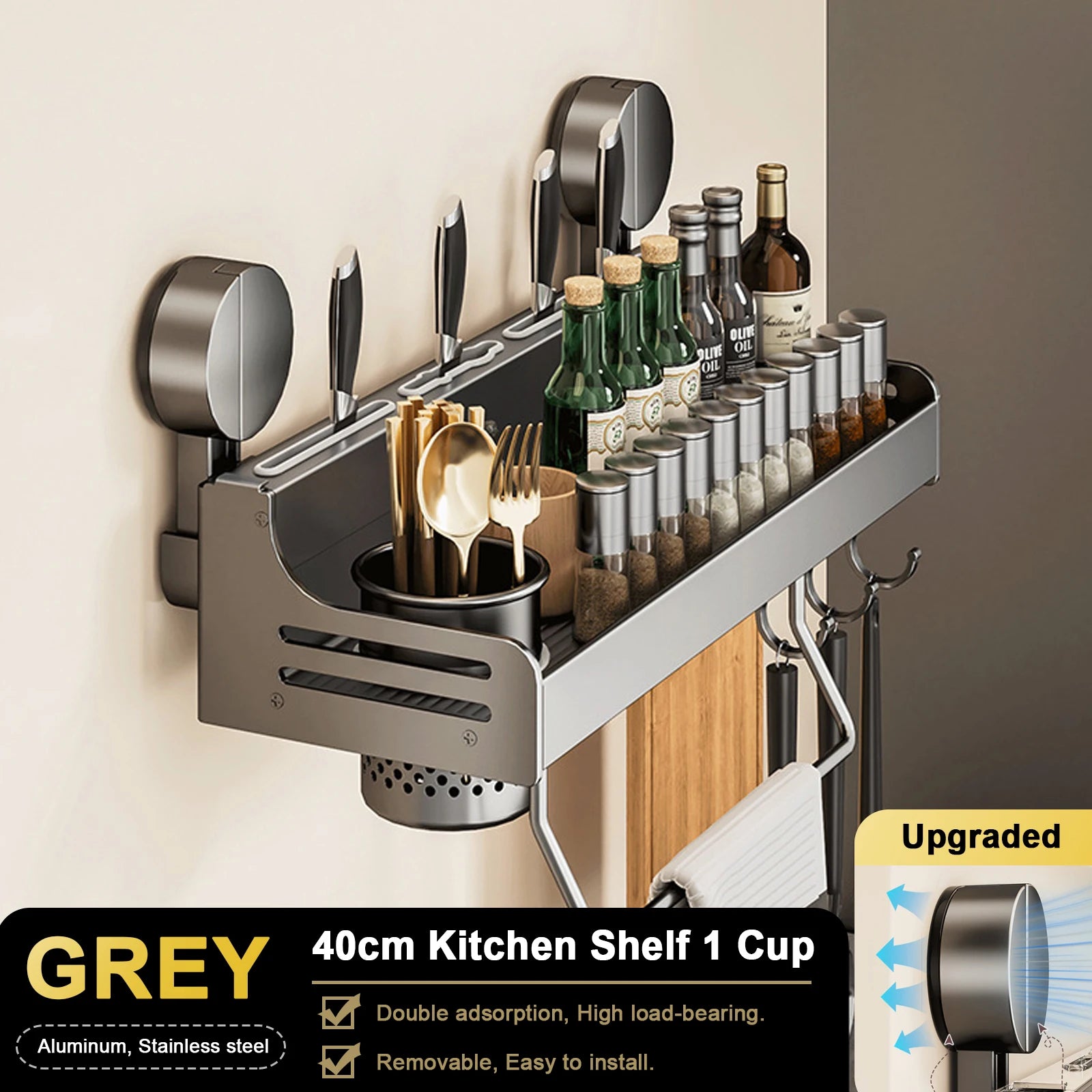 Wall-Mounted Kitchen Organizer Shelf by Snagg A Rack