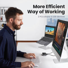 USB 3.0 KVM Switch 2 PC Sharing Hub for Keyboard, Mouse, Printer & Up to 4 USB Devices by Snagg A USB Switch