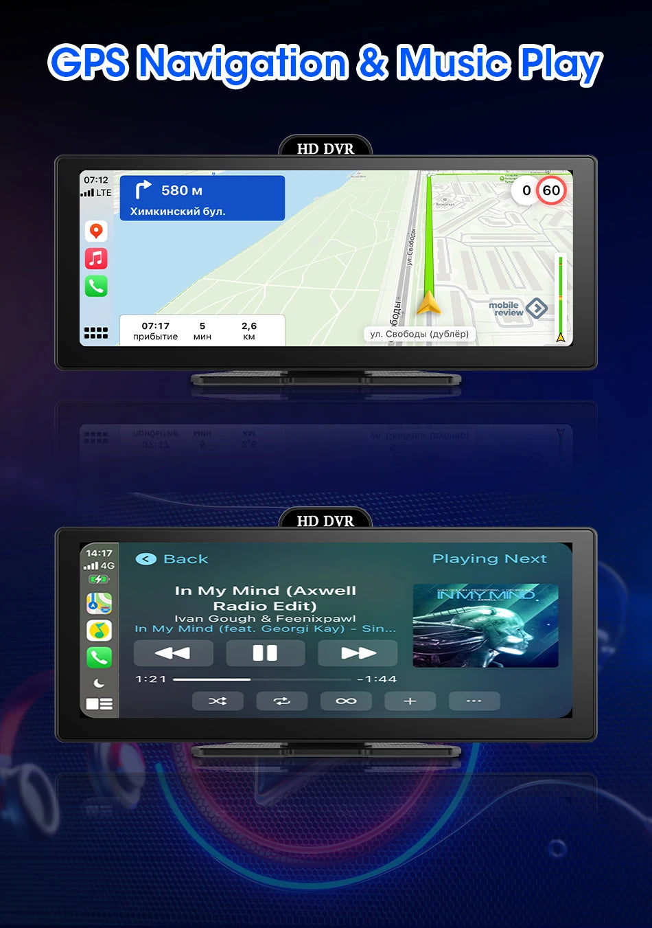 10"/11.26" 4K Dual Lens DVR with Wireless CarPlay by Snagg A Car DVR