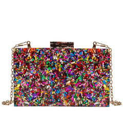 Multicolor Acrylic Geometric Box Clutch