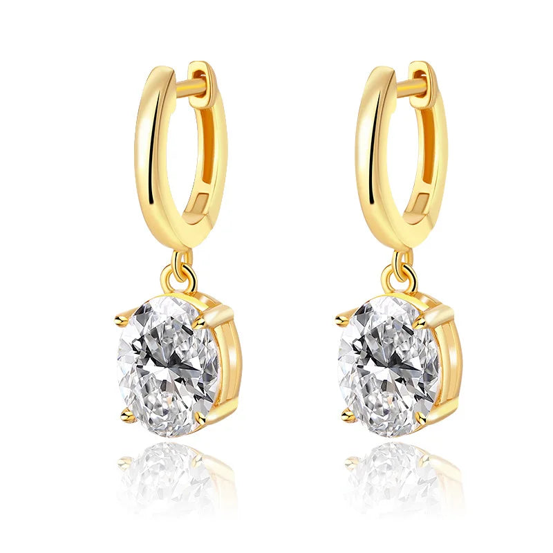 Oval Moissanite Drop Earrings