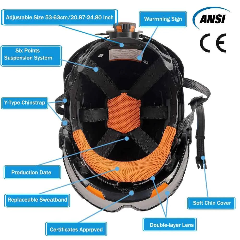 4-in-1 construction safety helmet kit with visors, earmuffs and headlamp – image 2