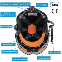 4-in-1 construction safety helmet kit with visors, earmuffs and headlamp – image 2