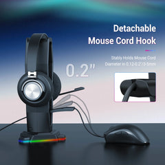 RGB Desktop Headphone Stand Detachable Mouse Cable Hook & Wire Organizer by Snagg A Headset Holder