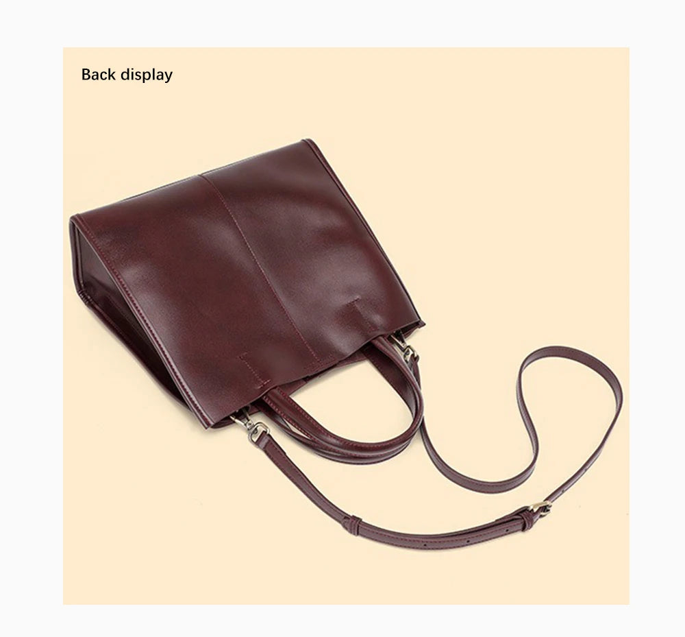 Genuine Leather Oil Wax Tote Bag – Large Capacity Vintage Shoulder & Crossbody Shopper for Women