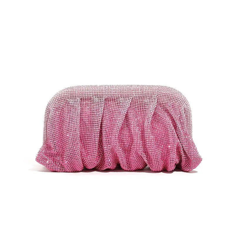 Shiny Rhinestone Crystal Fold Evening Clutch