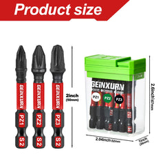 15 Pcs 2" Impact Pozi Screwdriver Bit Set – Magnetic S2 Steel Pozi Bits with Colorful Storage Box