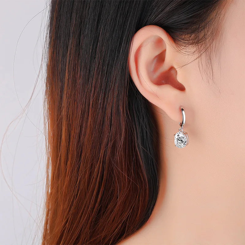 Oval Moissanite Drop Earrings