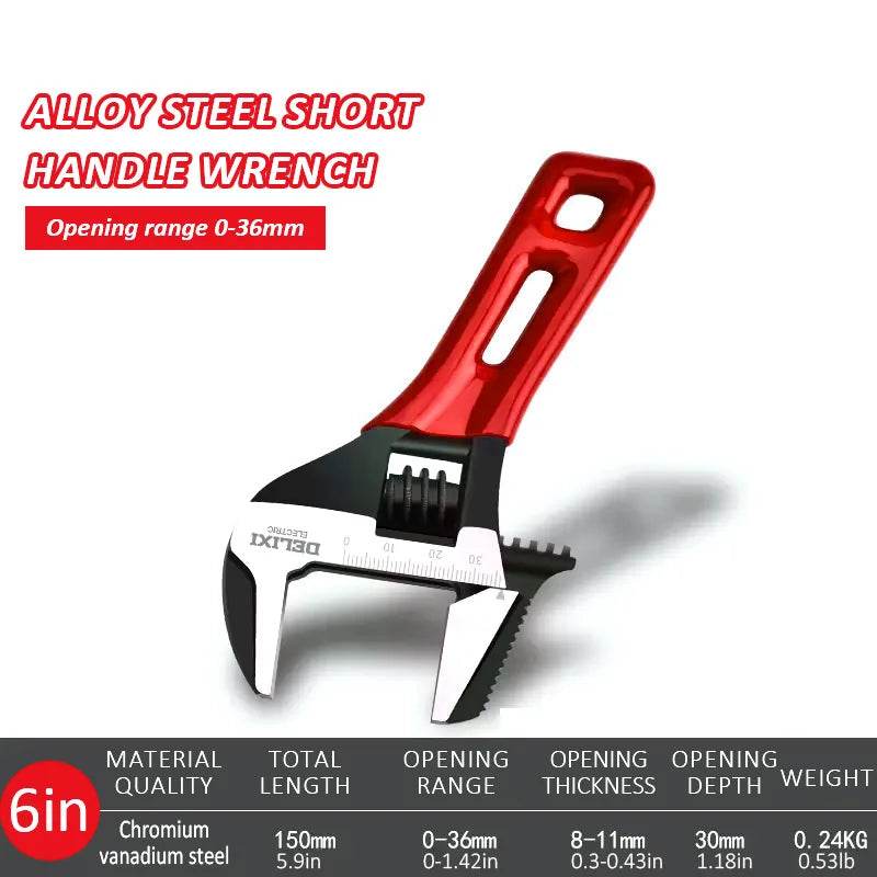 6-Inch Short Handle Adjustable Wrench - SnaggIt