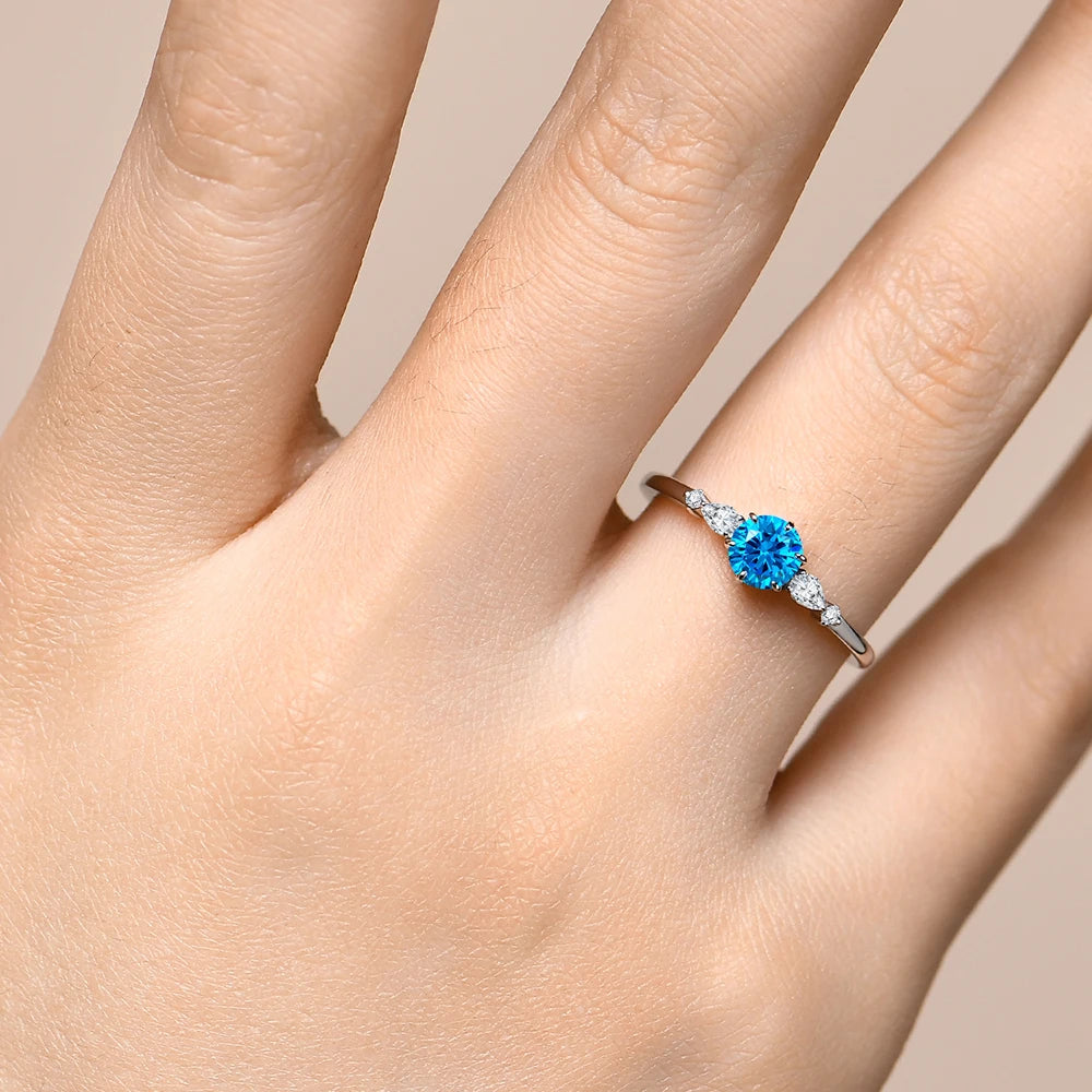 Colorful 5.0mm Moissanite Ring