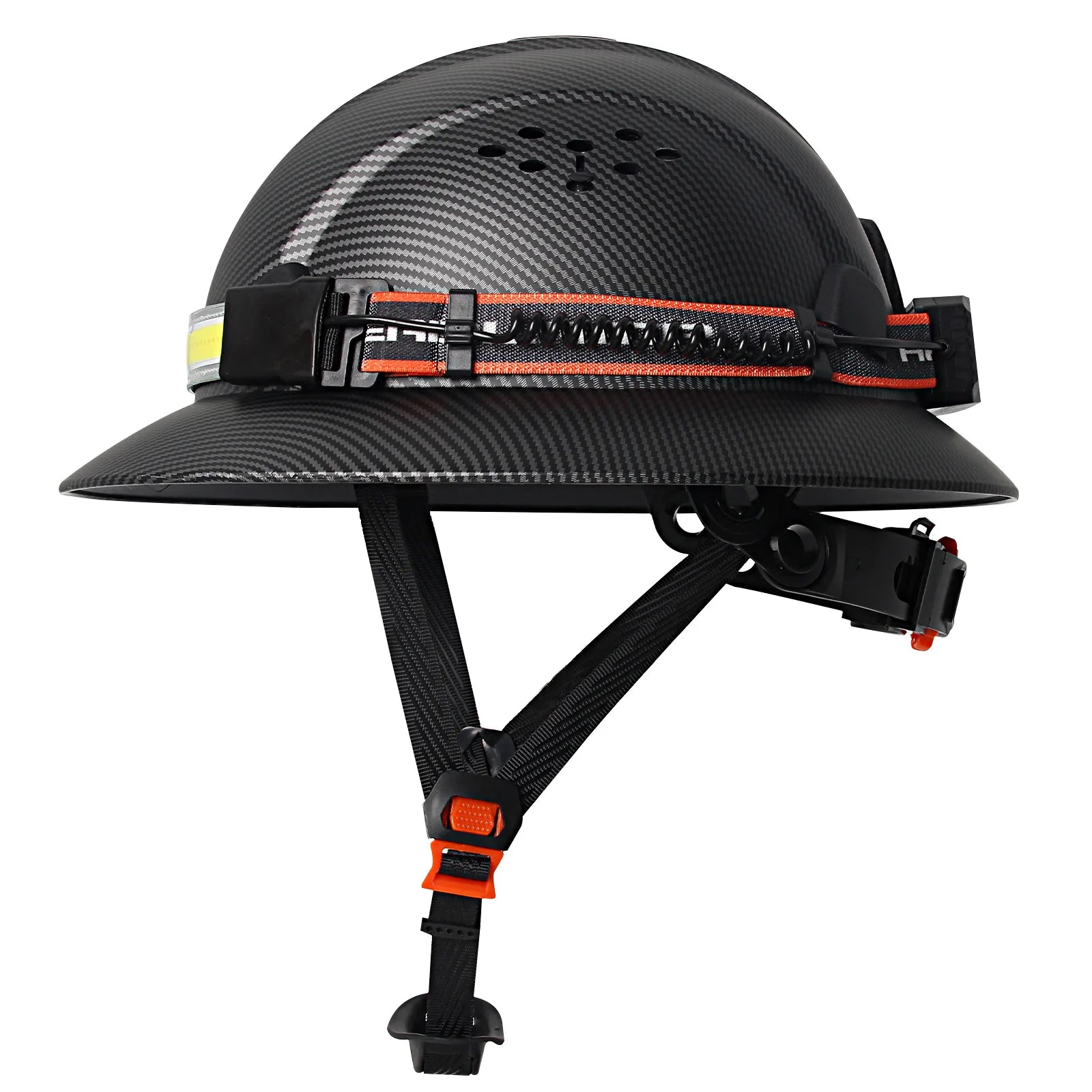 Full Brim Safety Helmet with LED Headlamp & Taillight by Snagg A Safety Helmet