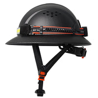 Full Brim Safety Helmet with LED Headlamp & Taillight by Snagg A Safety Helmet