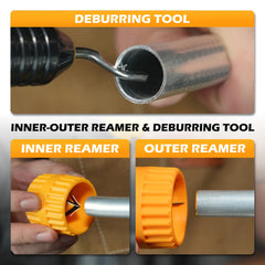 4-piece pipe cutter set with mini cutter, deburring tool and reamer – image 4